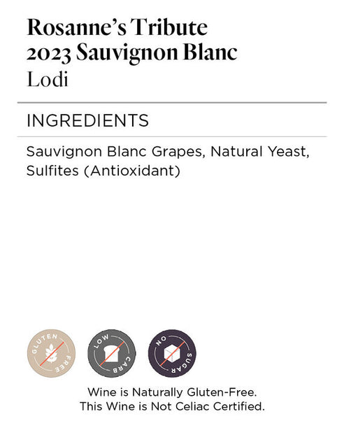 Rosanne's Tribute 2023 Sauvignon Blanc, California