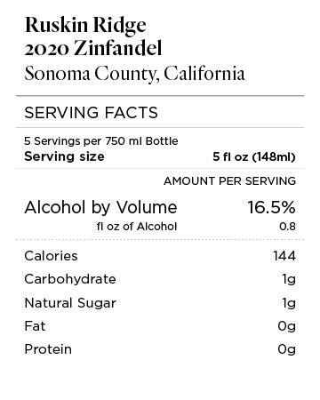 Ruskin Ridge 2020 Zinfandel Sonoma County, California