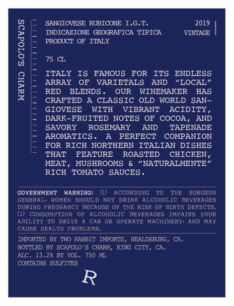 Scapolo's Charm 2019 Sangiovese Rubicone IGT, Italy