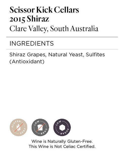 Scissor Kick Cellars 2015 Shiraz Clare Valley, South Australia