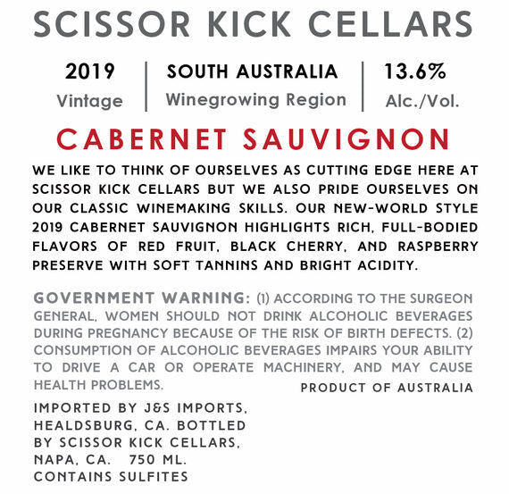 Scissor Kick Cellars 2019 Cabernet Sauvignon South Australia