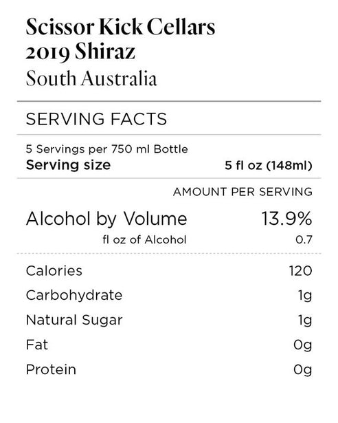 Scissor Kick Cellars 2019 Shiraz South Australia