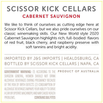 Scissor Kick Cellars 2020 Cabernet Sauvignon South Australia, Australia