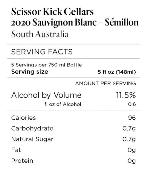 Scissor Kick Cellars 2020 Sauvignon Blanc–Sémillon South Australia 