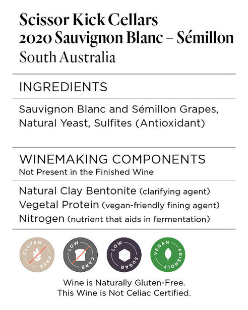 Scissor Kick Cellars 2020 Sauvignon Blanc–Sémillon South Australia 