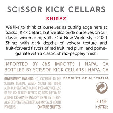 Scissor Kick Cellars 2020 Shiraz South Australia, Australia