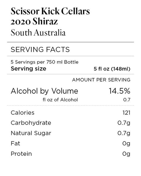 Scissor Kick Cellars 2020 Shiraz South Australia, Australia