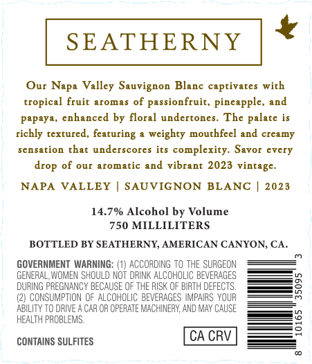 Seatherny 2023 Sauvignon Blanc Napa Valley, California