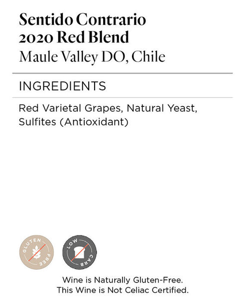 Sentido Contrario 2020 Red Blend Maule Valley DO, Chile