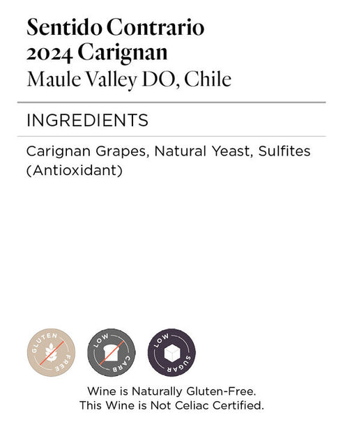 Sentido Contrario 2024 Carignan Maule Valley DO, Chile