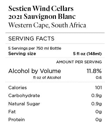 Sestien Wind Cellars 2021 Sauvignon Blanc Western Cape, South Africa