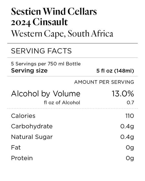 Sestien Wind Cellars 2024 Cinsault Western Cape, South Africa