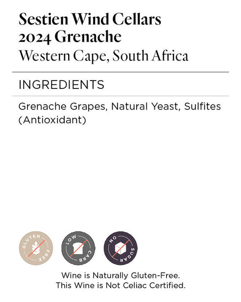 Sestien Wind Cellars 2024 Grenache Western Cape, South Africa