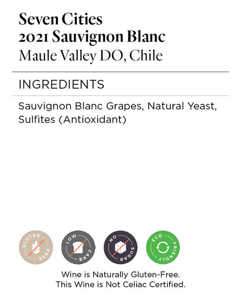 Seven Cities 2021 Sauvignon Blanc Maule Valley DO, Chile