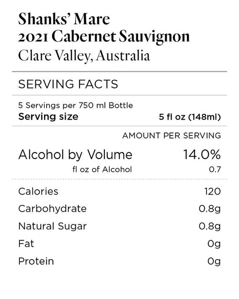 Shanks' Mare 2021 Cabernet Sauvignon Clare Valley, Australia