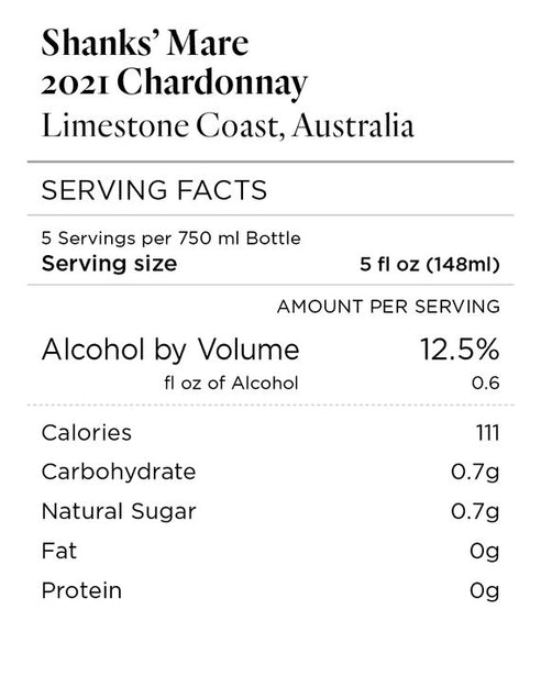 Shanks' Mare 2021 Chardonnay Limestone Coast, Australia