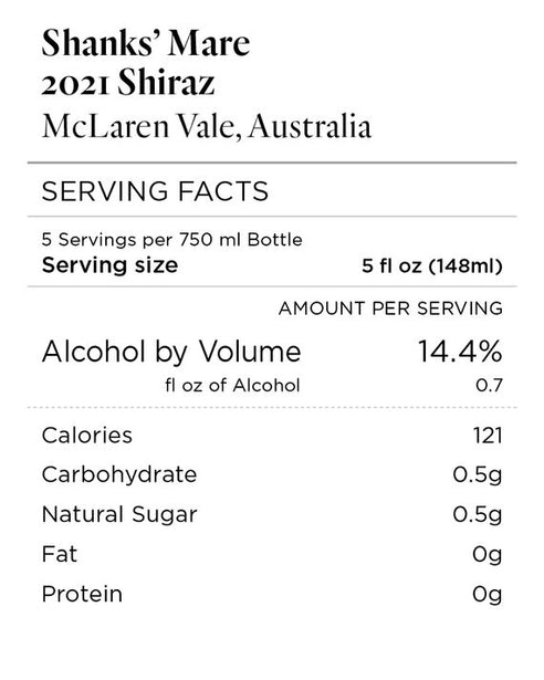 Shanks' Mare 2021 Shiraz McLaren Vale, Australia