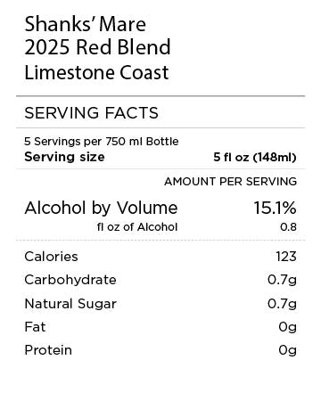 Shank's Mare Red Blend Serving Facts