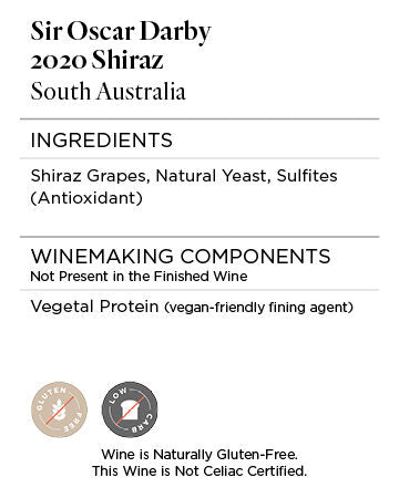 Sir Oscar Darby 2020 Shiraz South Australia, Australia