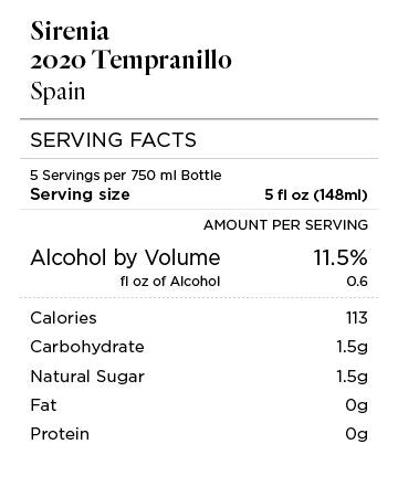 Sirenia 2020 Tempranillo, Spain