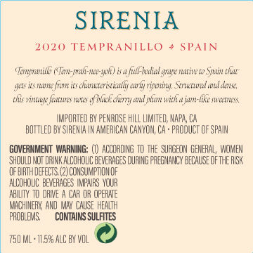 Sirenia 2020 Tempranillo, Spain
