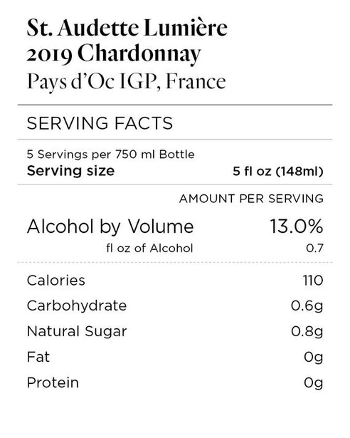 St. Audette Lumière 2019 Chardonnay Pays d'Oc IGP, France