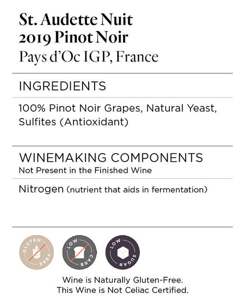 St. Audette Nuit 2019 Pinot Noir Pays d'Oc IGP, France