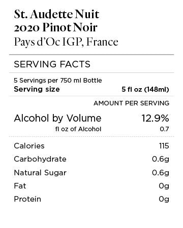 St. Audette Nuit 2020 Pinot Noir Pays d'Oc IGP, France