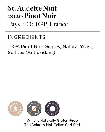 St. Audette Nuit 2020 Pinot Noir Pays d'Oc IGP, France