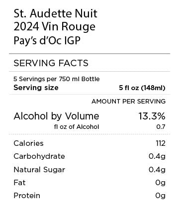 St Audette Nuit Vin Rouge Serving Facts