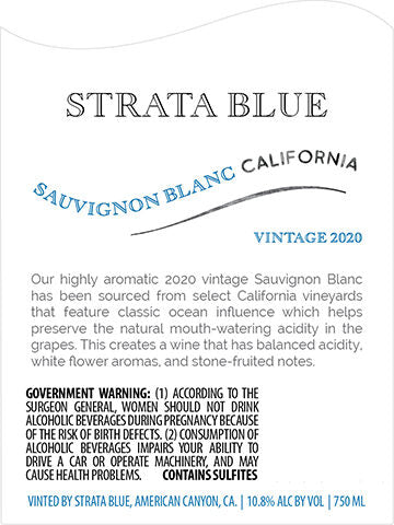 Strata Blue 2020 Sauvignon Blanc California