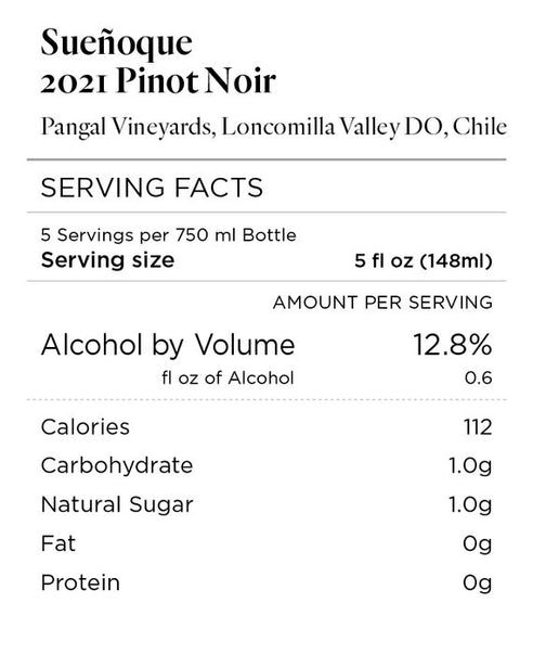 Sueñoque 2021 Pinot Noir Pangal Vineyards, Loncomilla Valley DO, Chile