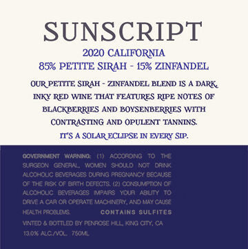 Sunscript 2020 Petite Sirah – Zinfandel California