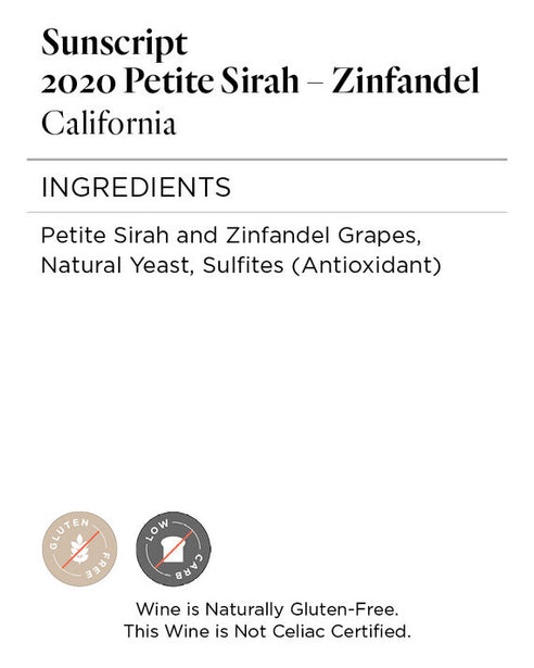Sunscript 2020 Petite Sirah – Zinfandel California