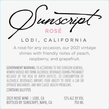 Sunscript 2021 Rosé Lodi, California