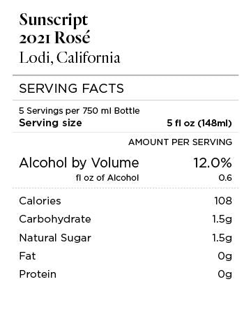 Sunscript 2021 Rosé Lodi, California