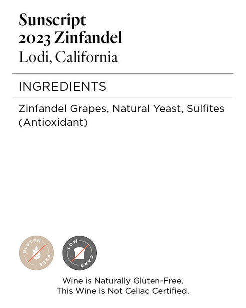Sunscript 2023 Zinfandel Lodi, California