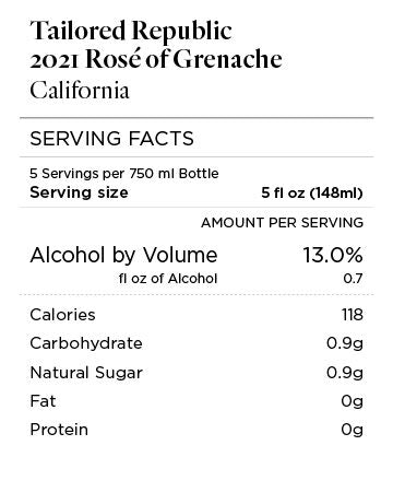 Tailored Republic 2021 Rosé of Grenache, California