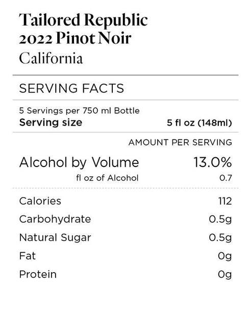 Tailored Republic 2022 Pinot Noir, California