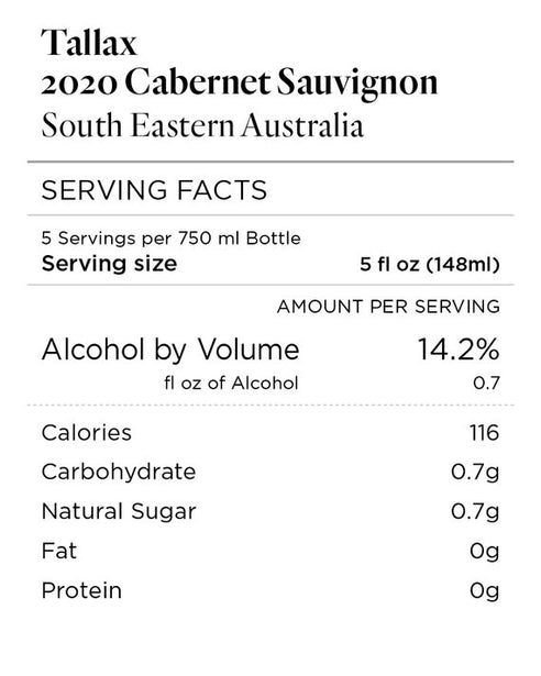 Tallax 2020 Cabernet Sauvignon South Eastern Australia, Australia