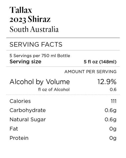 Tallax 2023 Shiraz South Australia