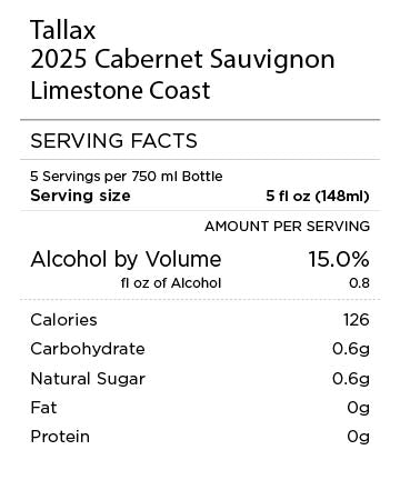 Tallax Cabernet Sauvignon Serving Facts