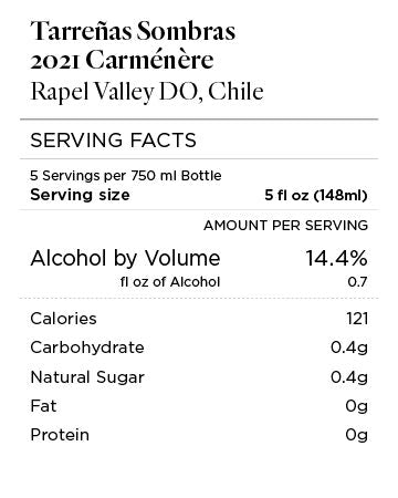 Tarreñas Sombras 2021 Carménère Rapel Valley DO, Chile