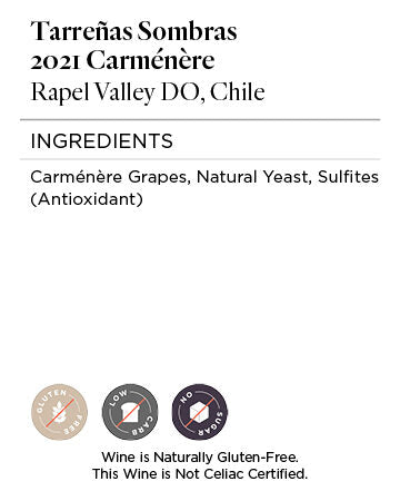 Tarreñas Sombras 2021 Carménère Rapel Valley DO, Chile