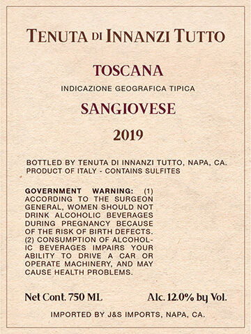 Tenuta di Innanzi Tutto 2019 Sangiovese Toscana IGT, Italy