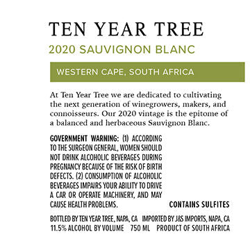 Ten Year Tree 2020 Sauvignon Blanc Western Cape, South Africa