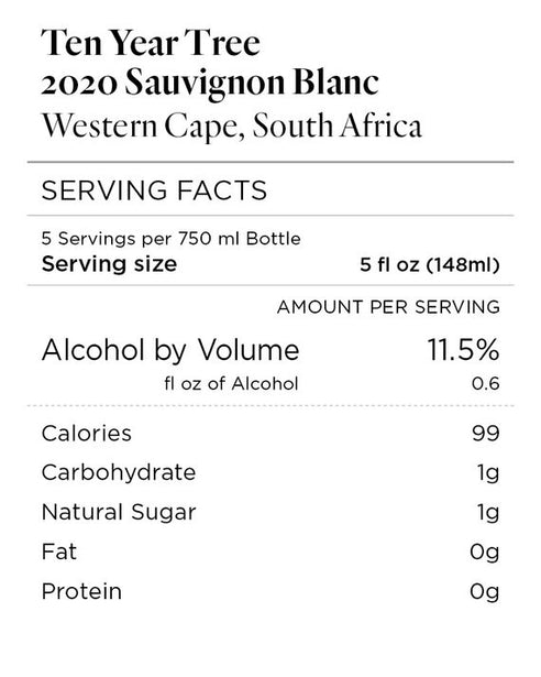 Ten Year Tree 2020 Sauvignon Blanc Western Cape, South Africa