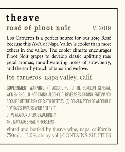Theave 2019 Rosé of Pinot Noir Los Carneros, California