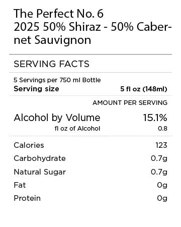 Perfect No. 6 Shiraz+Cab Serving Facts