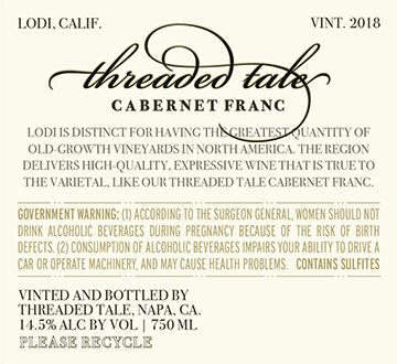 Threaded Tale 2018 Cabernet Franc Lodi, California